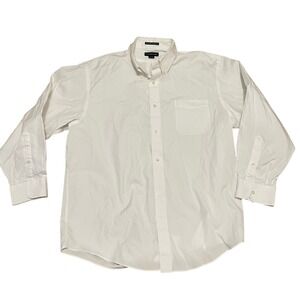 Lands End Mens 17 33 No Iron Pinpoint Oxford Long Sleeve Button Down Shirt White